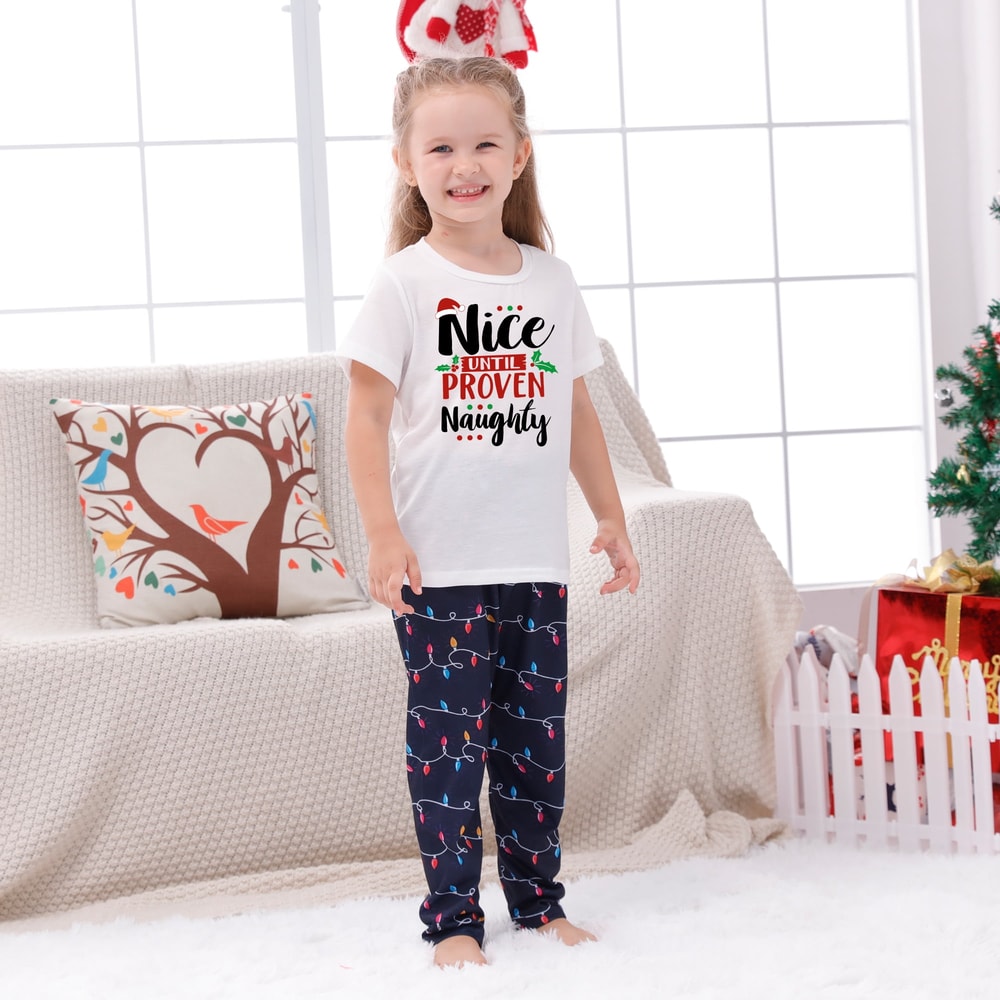Nice Until Proven Naughty Matching Family Christmas Pajama Set