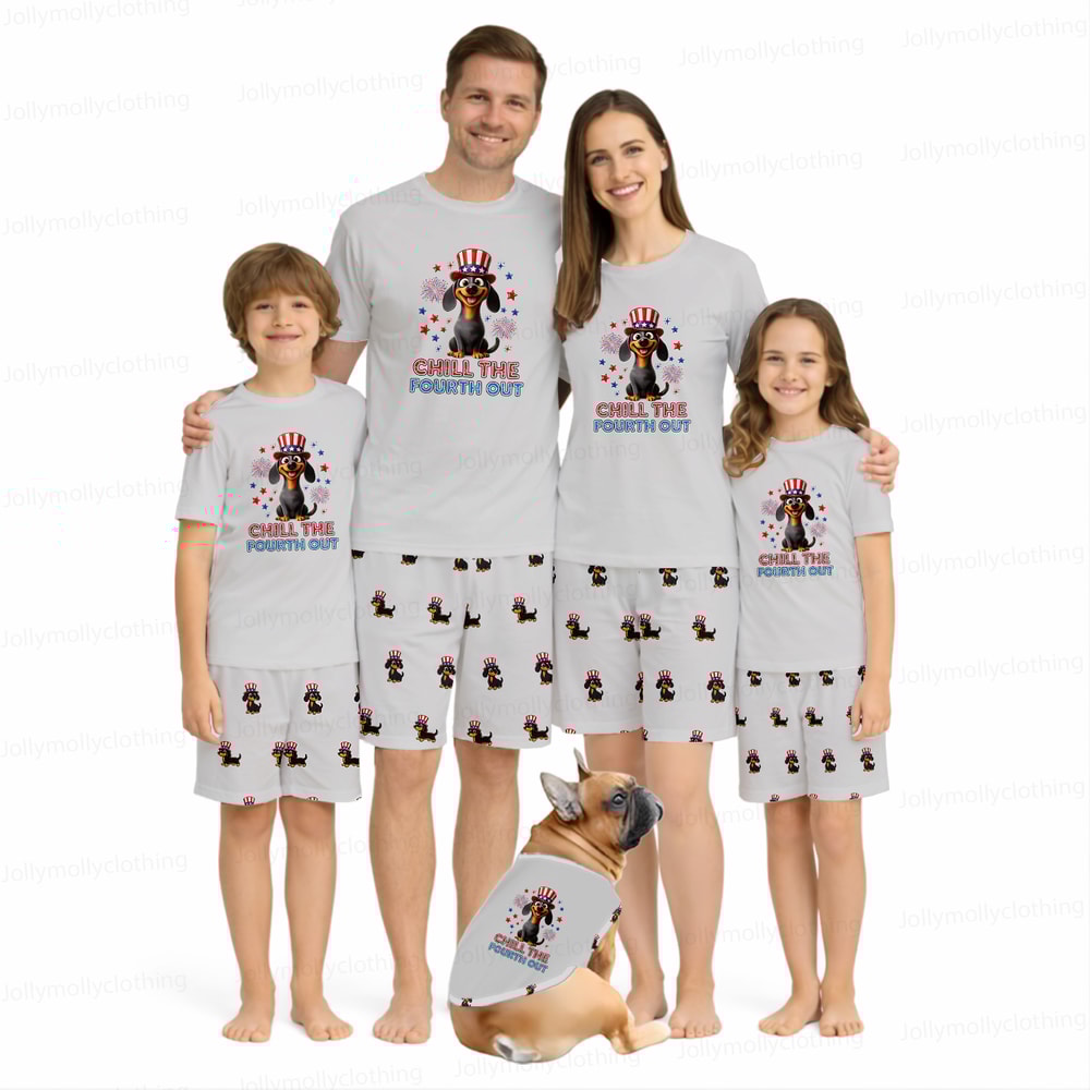 Chill The Fourth Out Dog Lover Family Matching Pajamas Set