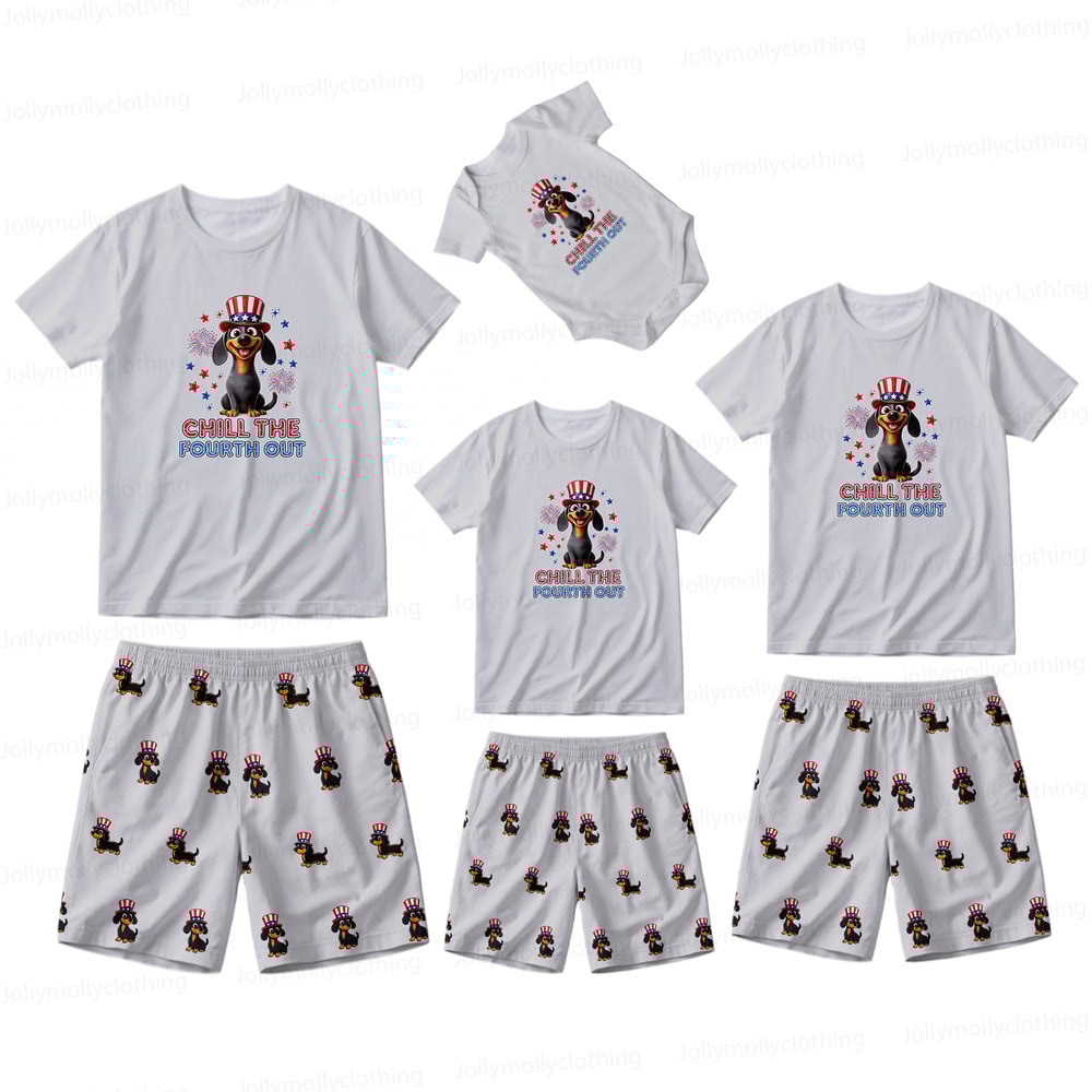 Chill The Fourth Out Dog Lover Family Matching Pajamas Set
