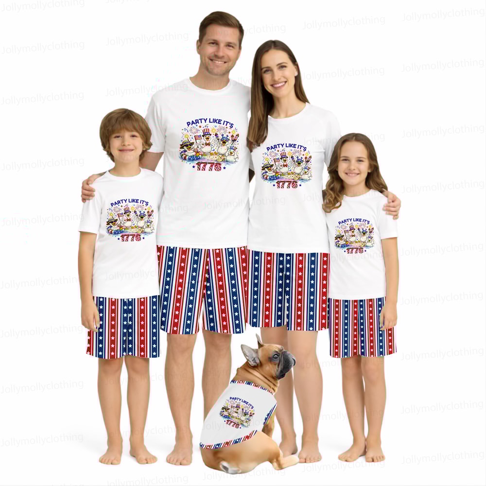 Party Like It’s 1776 Funny Duck Family Matching Pajamas Short Set