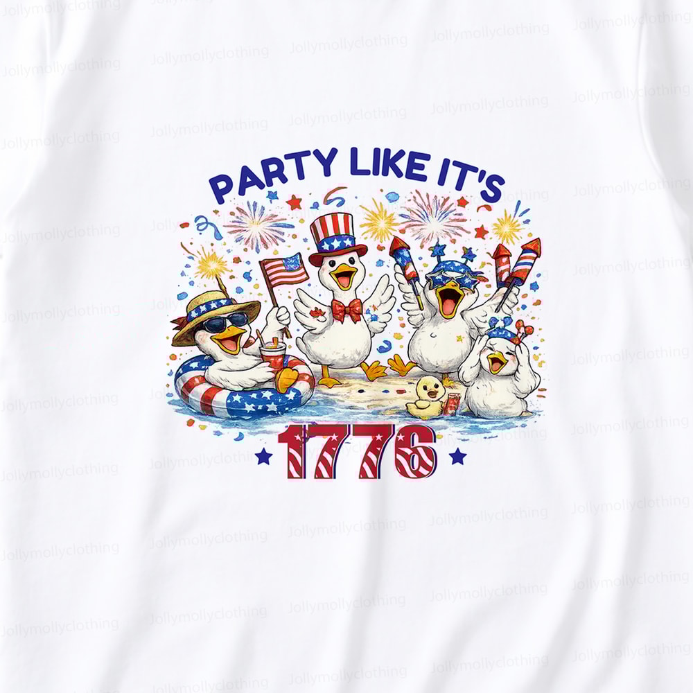 Party Like It’s 1776 Funny Duck Family Matching Pajamas Short Set