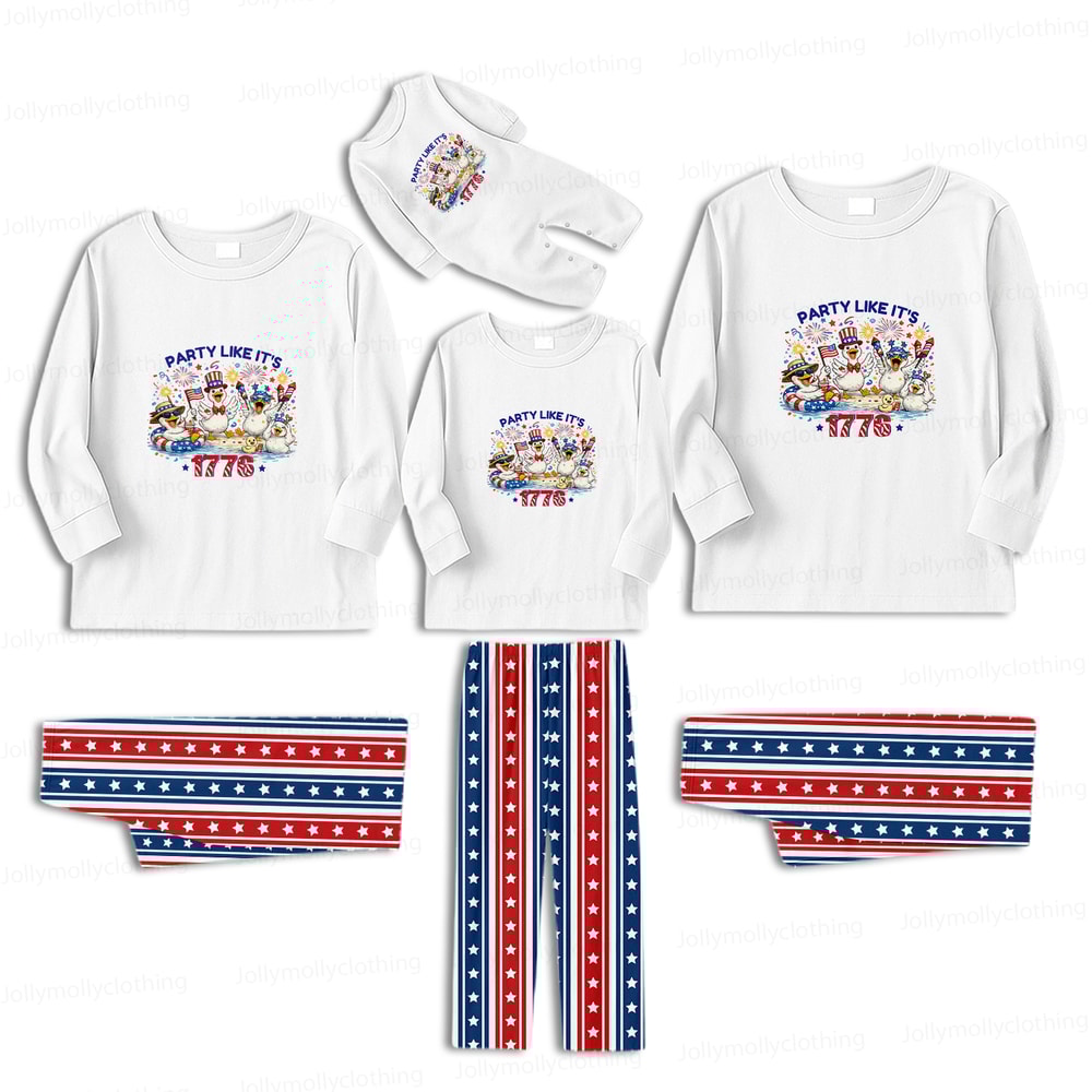 Patriotic Duck Family Matching Pajamas Party Like It’s 1776 Set