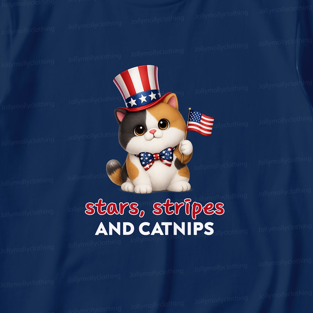 Cute Cat Pajamas Family Matching Stars Stripes and Catnips 