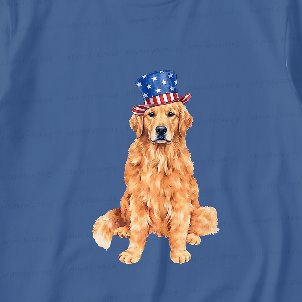 Patriotic Golden Retriever Family Matching Pajamas 4th of July Long Sleeve Set