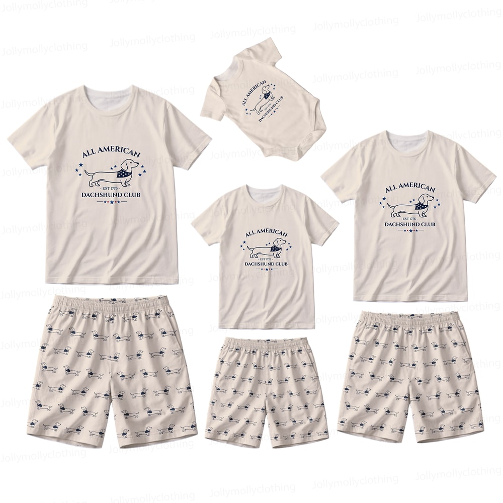Classic Dachshund Family Matching Pajamas Summer Short Set