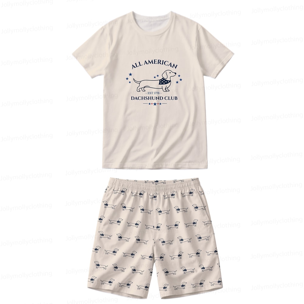 Classic Dachshund Family Matching Pajamas Summer Short Set