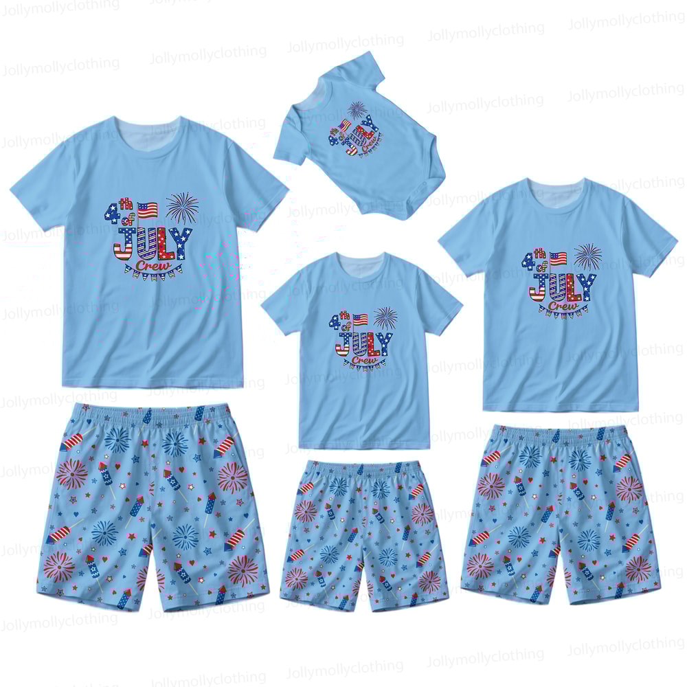 USA 4th of July Red White Blue Family Matching Pajamas