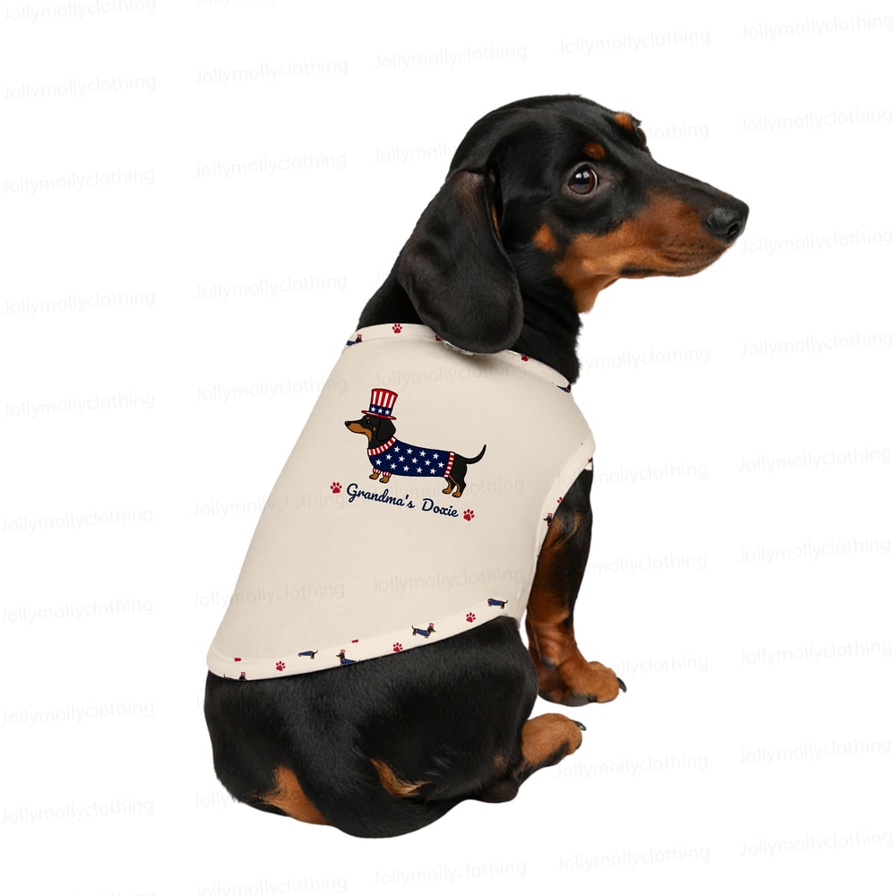Personalized Grandma’s Doxie Family Matching Pajamas 4th of July Long Sleeve Set