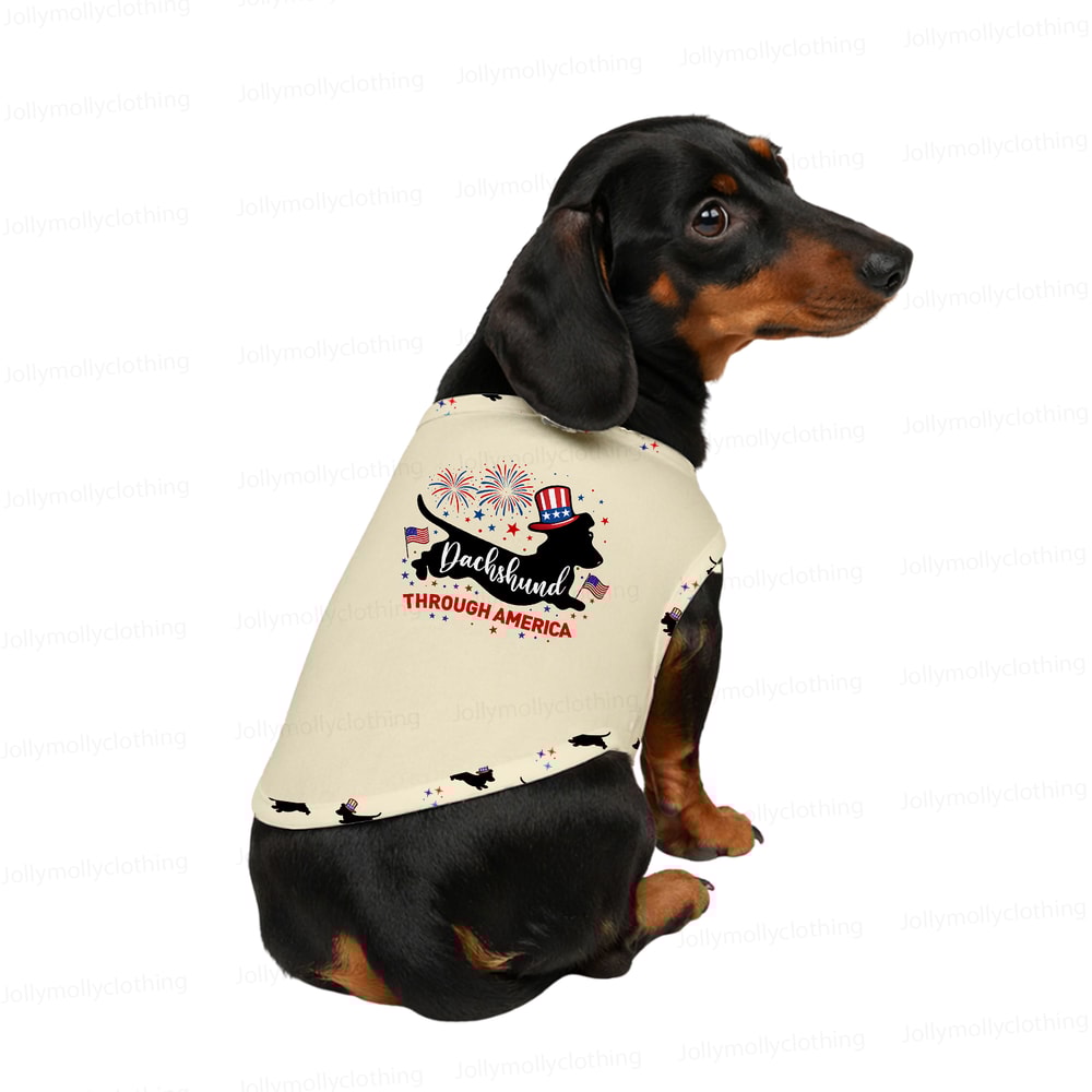 Dachshund Through America Funny Dog Pajamas Family