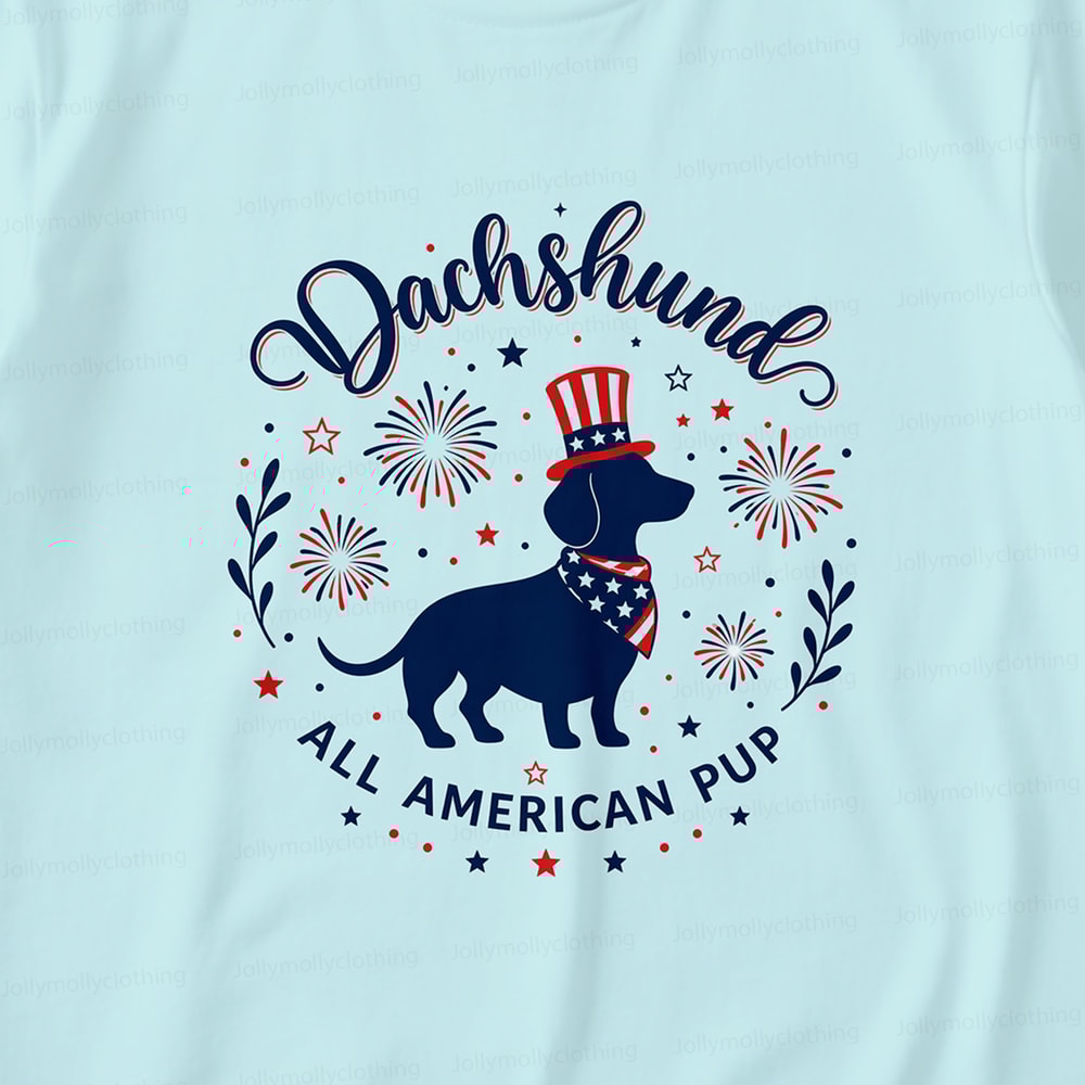 Cute Dachshund Family Matching Pajamas All American Pup Long Sleeve Set