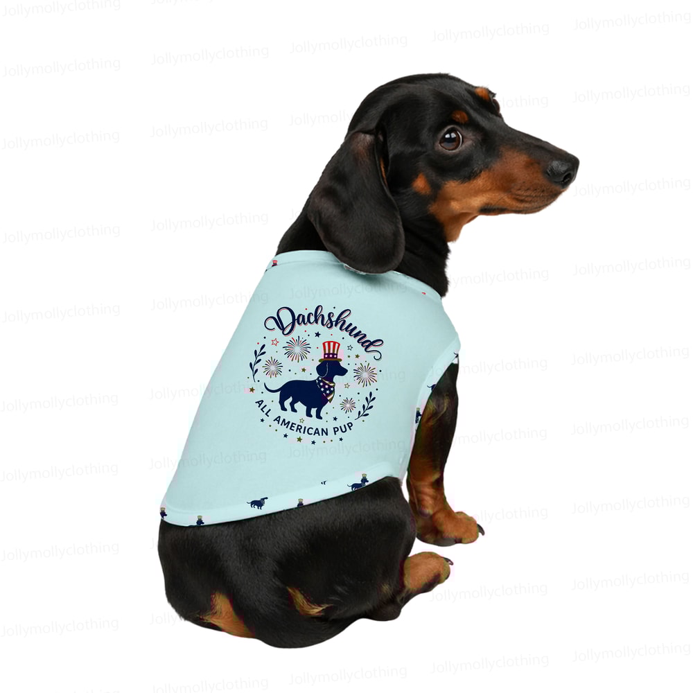 Cute Dachshund Family Matching Pajamas All American Pup Long Sleeve Set