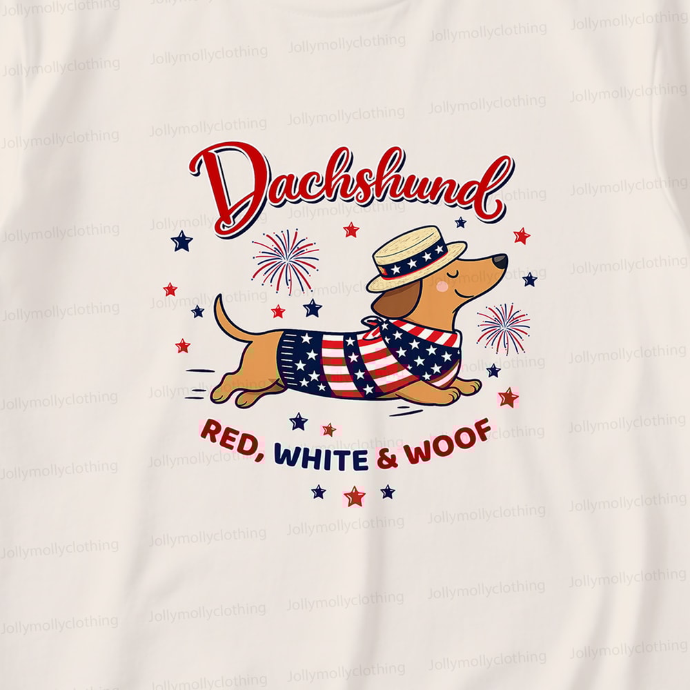 4th of July Dachshund Family Matching Pajamas Red White and Woof