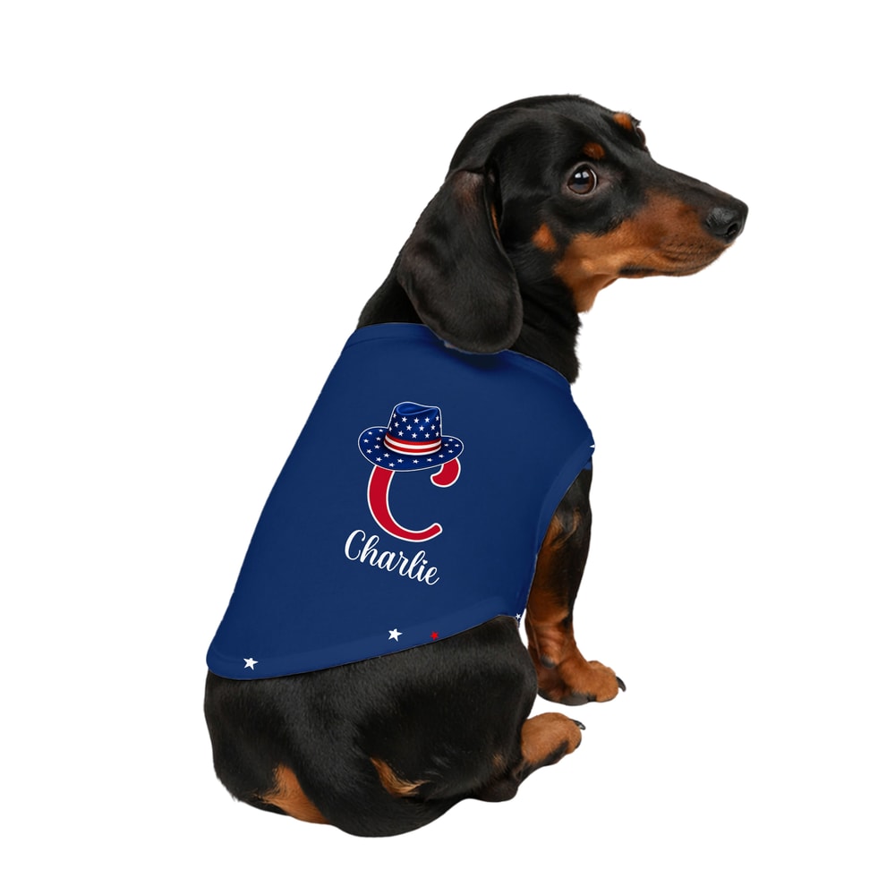 Personalized Cowboy Hat Patriotic Couple Matching Pajama Set with Pet Blue Family Sleepwear