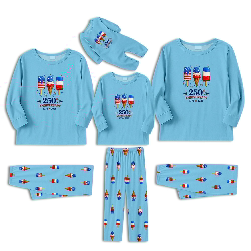 Patriotic Ice Cream Family Matching Pajama Set 250th Anniversary Sleepwear