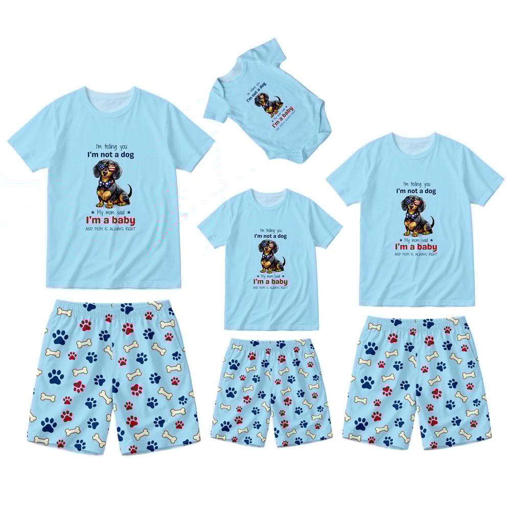 I’m Not a Dog I’m a Baby Family Matching Short Pajamas with Pet