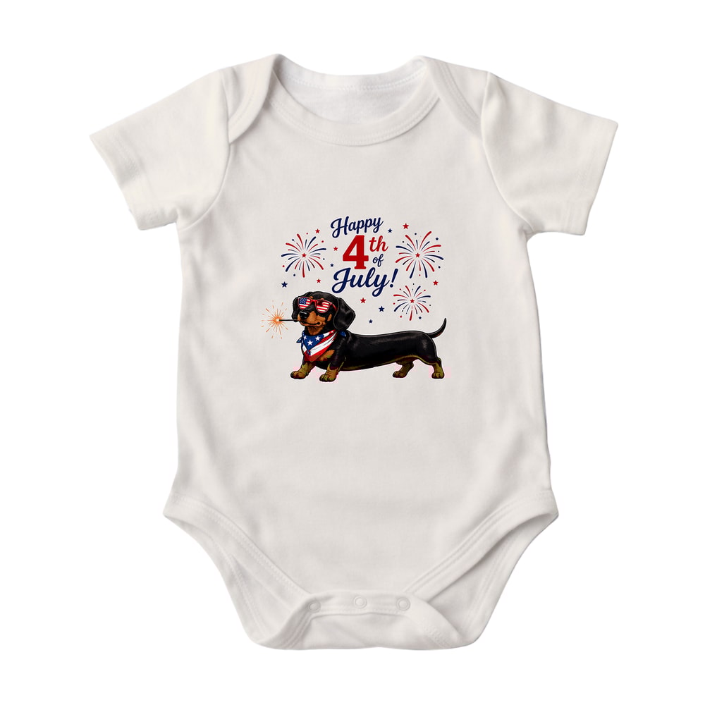 Patriotic Family Matching Pajama Shorts Set with Dachshund Print