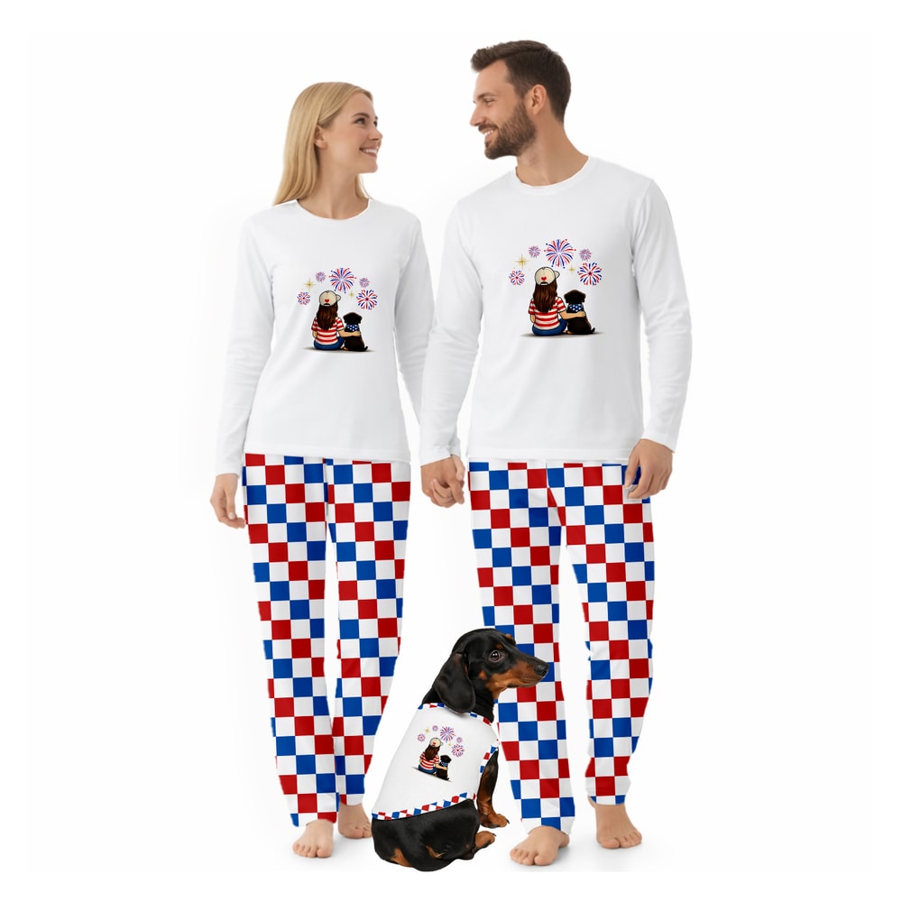 Dachshund Mom 4th of July Matching Family Pajama Set