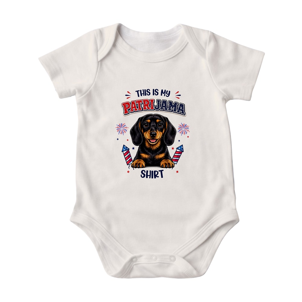 Funny Dachshund Patrijama 4th of July Family Matching Pajama Shorts Set