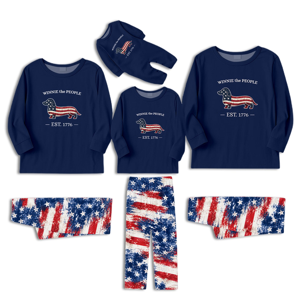 Winnie The People Patriotic Dachshund Family Pajama Set