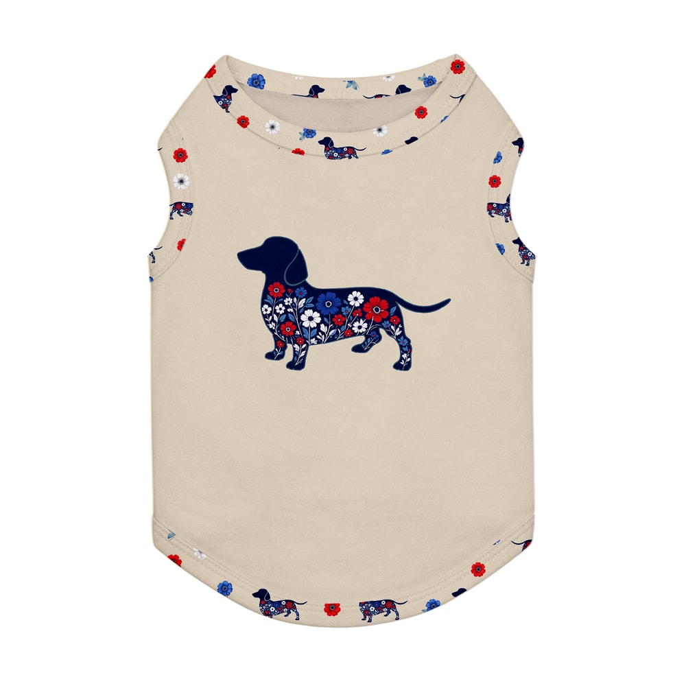Floral Dachshund Patriotic Family Short Pajama Set