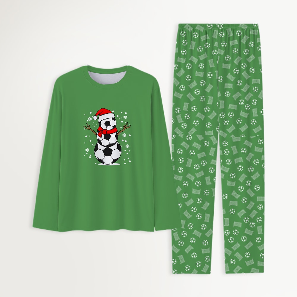 Soccer Snowman Family Christmas Pajamas Matching Holiday PJ Sets
