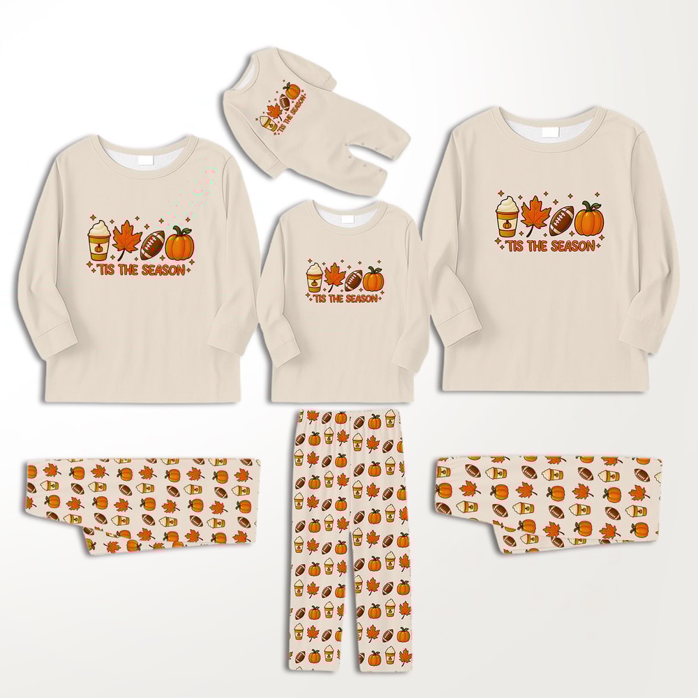 Tis The Season Football Thanksgiving Matching Family Pajamas