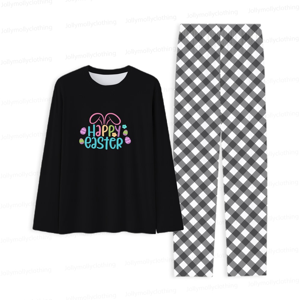 Easter Matching Family and Pet Pajamas Black Long Sleeve Sleepwear