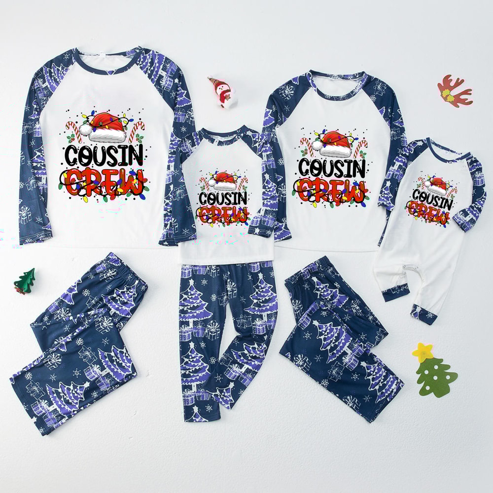Blue Long Sleeve Cousin Crew Christmas Family Matching Pajamas