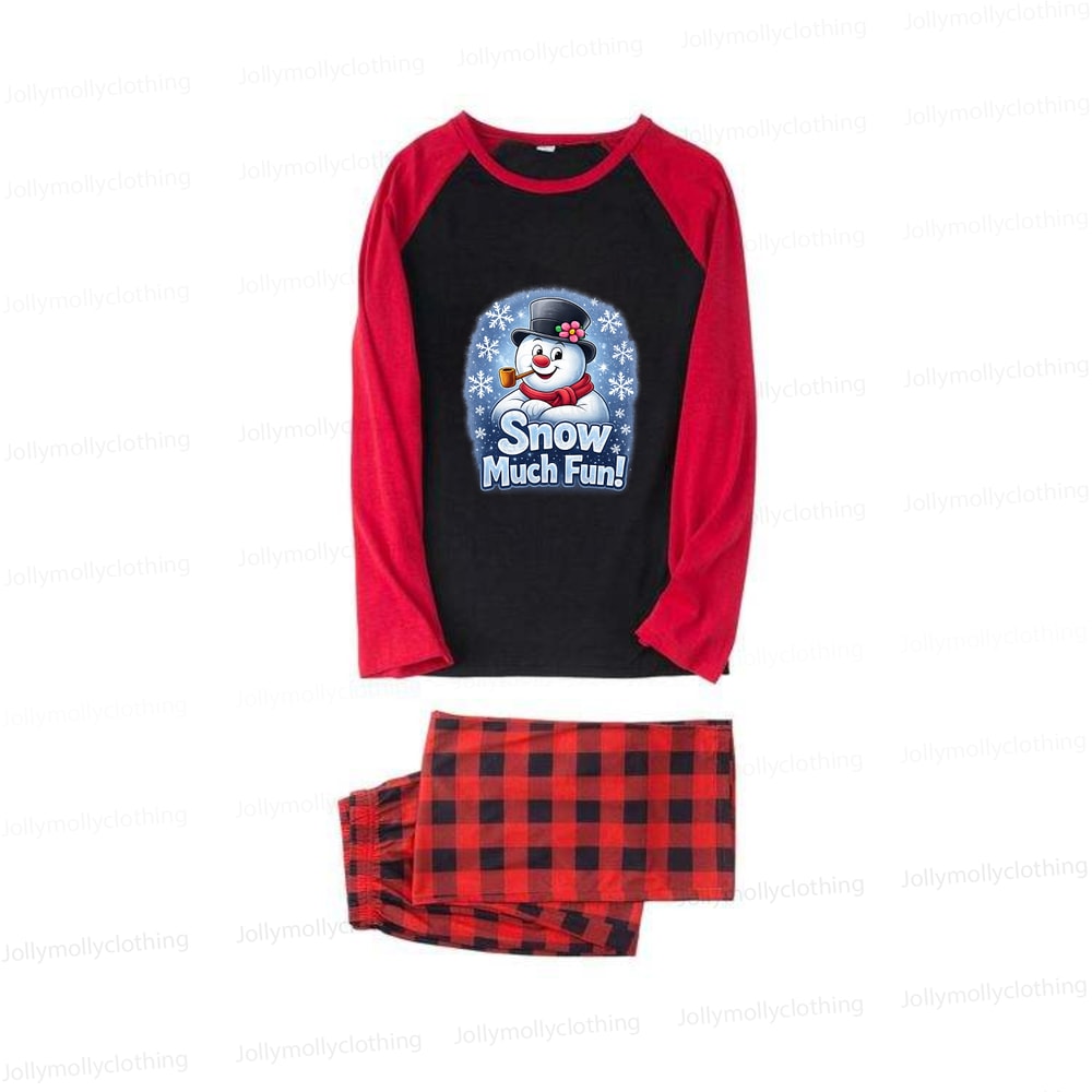 Red Buffalo Plaid Snowman Matching Christmas PJs for the Whole Family