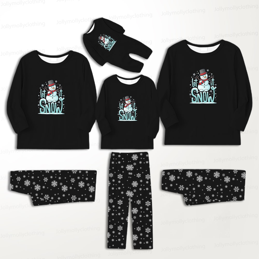 Let It Snow Matching Family Christmas Pajamas Set – Adults, Kids & Dog
