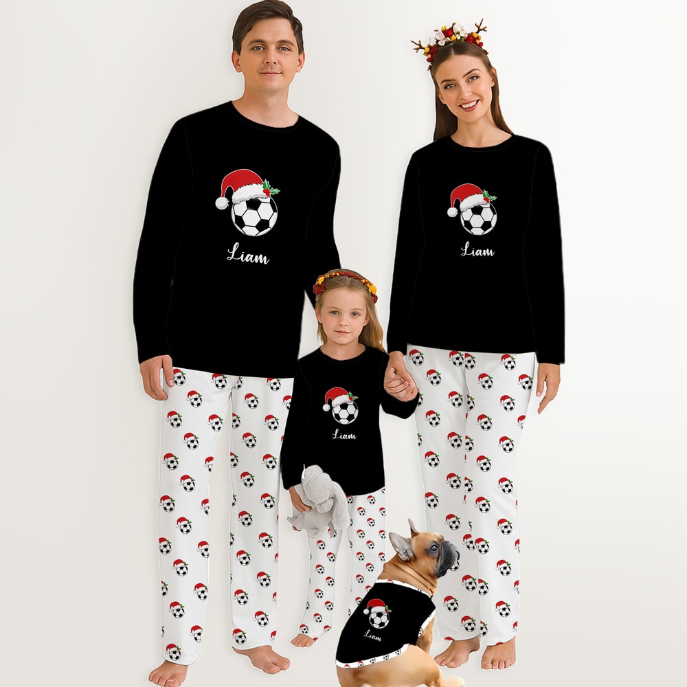 Personalized Christmas Soccer Ball Family Matching Pajamas