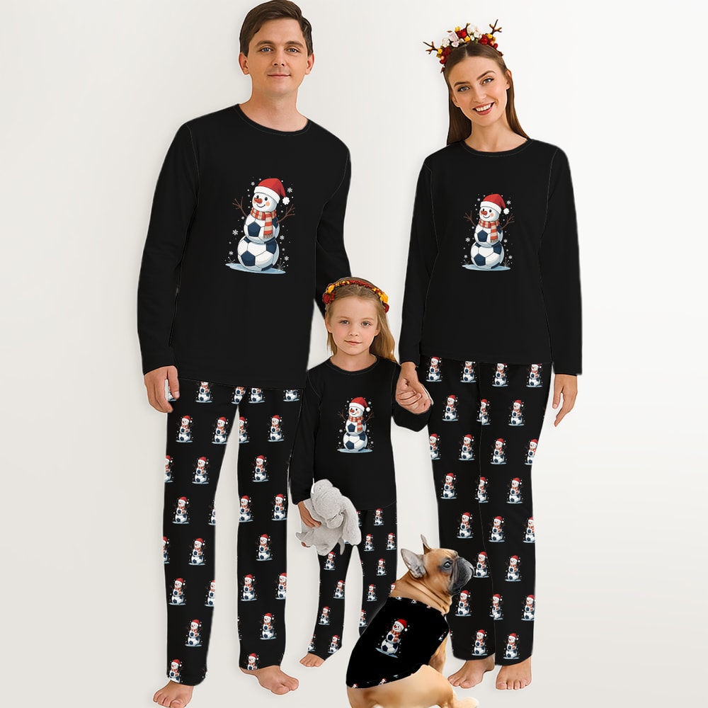 Soccer Snowman Family Matching Christmas Pajamas