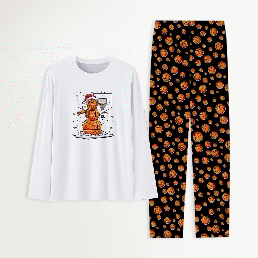 Basketball Snowman Family Matching Christmas Pajamas Set