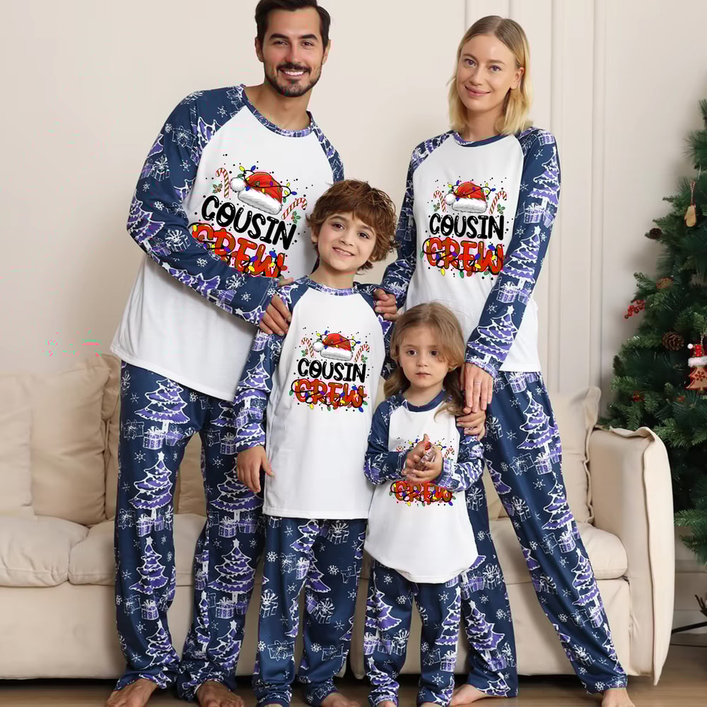 Blue Long Sleeve Cousin Crew Christmas Family Matching Pajamas