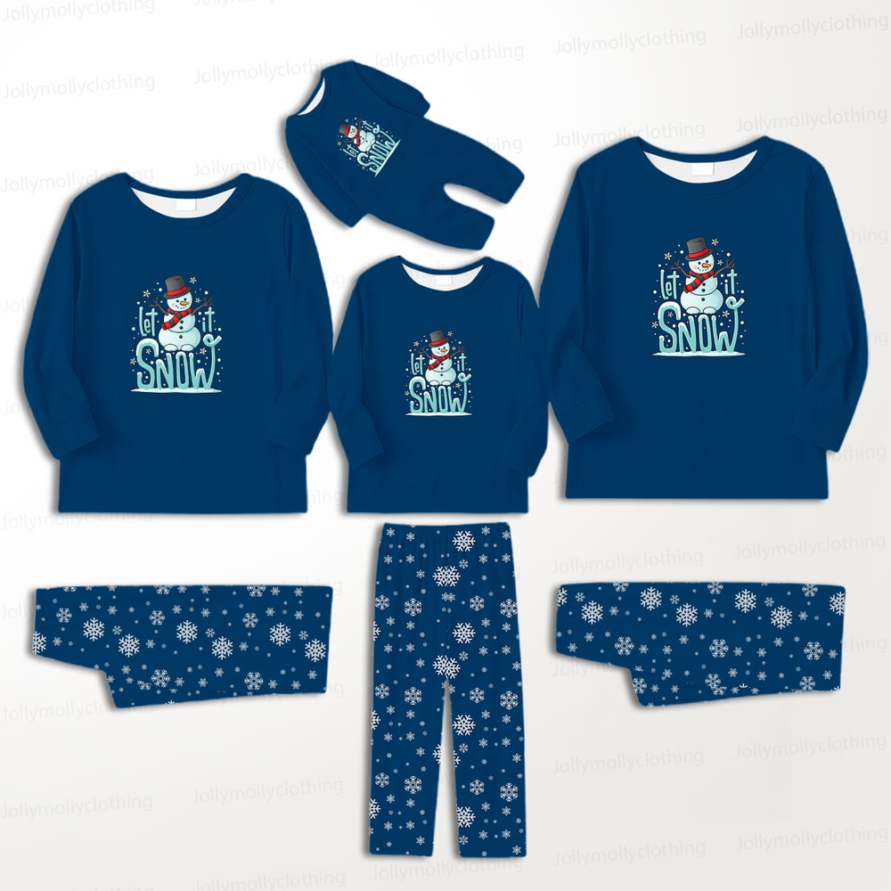 Let It Snow Matching Family Christmas Pajamas Set For Family and Pet