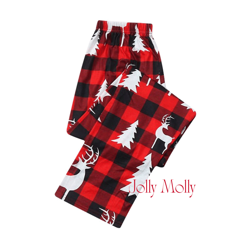 Christmas Reindeer Red Buffalo Plaid Pajama Pants with Pockets