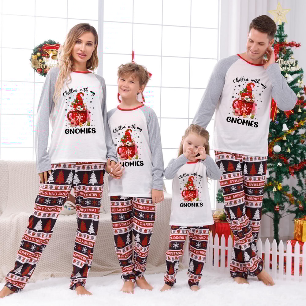 Chillin With Gnomies Christmas PJs Gray