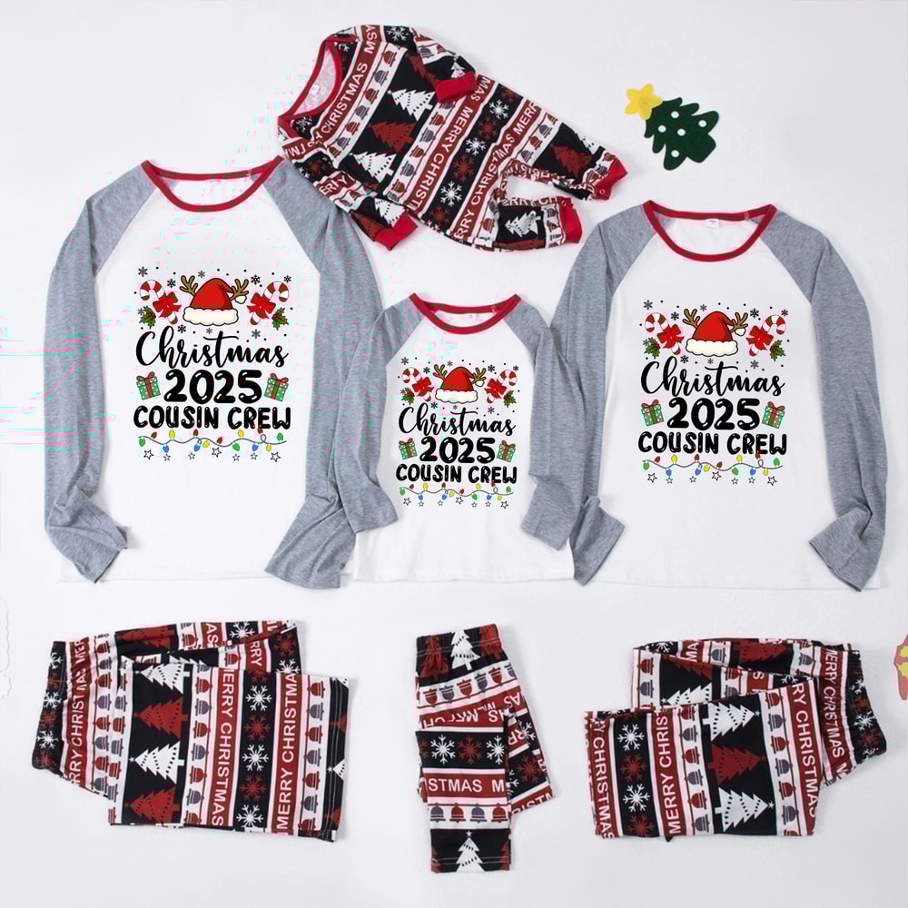 Family Matching Christmas Pajamas 2025 Gray For The Whole Crew