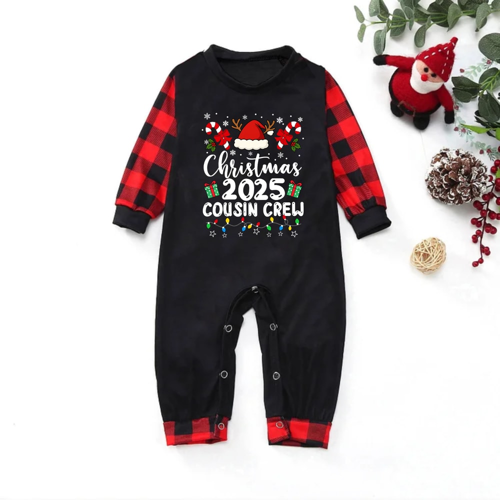 Cousin Crew Christmas PJs for Family and Pet Black & Red Plaid