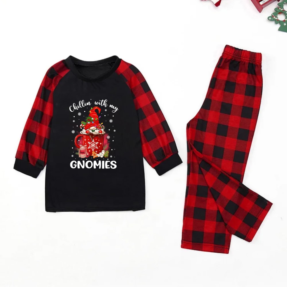 Chillin With My Gnomies Hot Cocoa Christmas Family Matching Pajamas