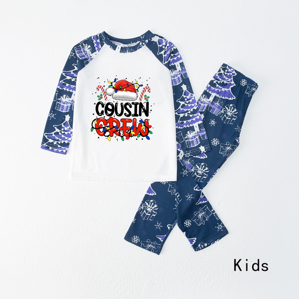 Blue Long Sleeve Cousin Crew Christmas Family Matching Pajamas