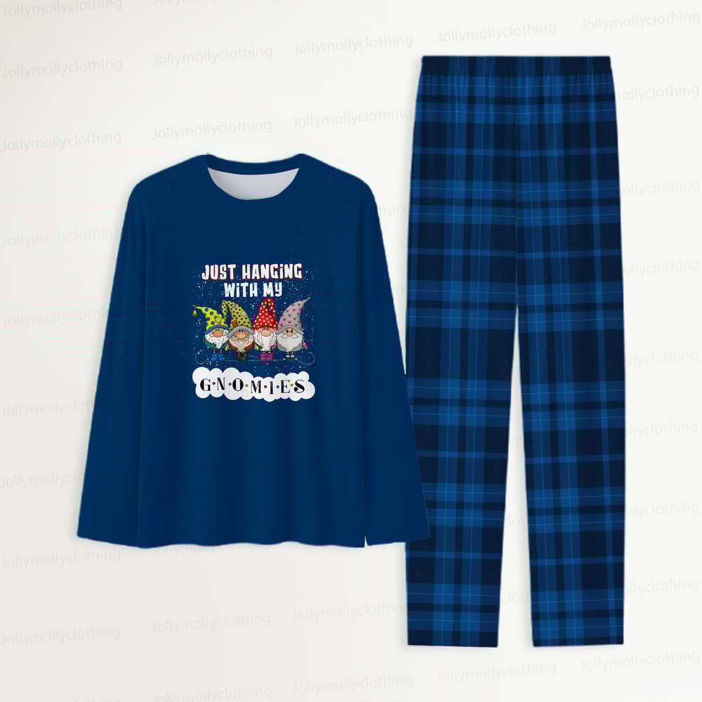 Navy Christmas Gnomies Family Matching Sleepwear Set