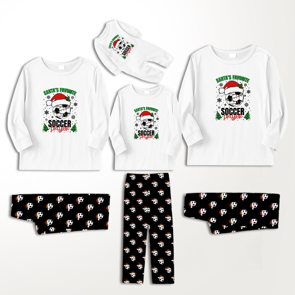 Santa's Favorite Soccer Player Family Matching Christmas Pajamas Set