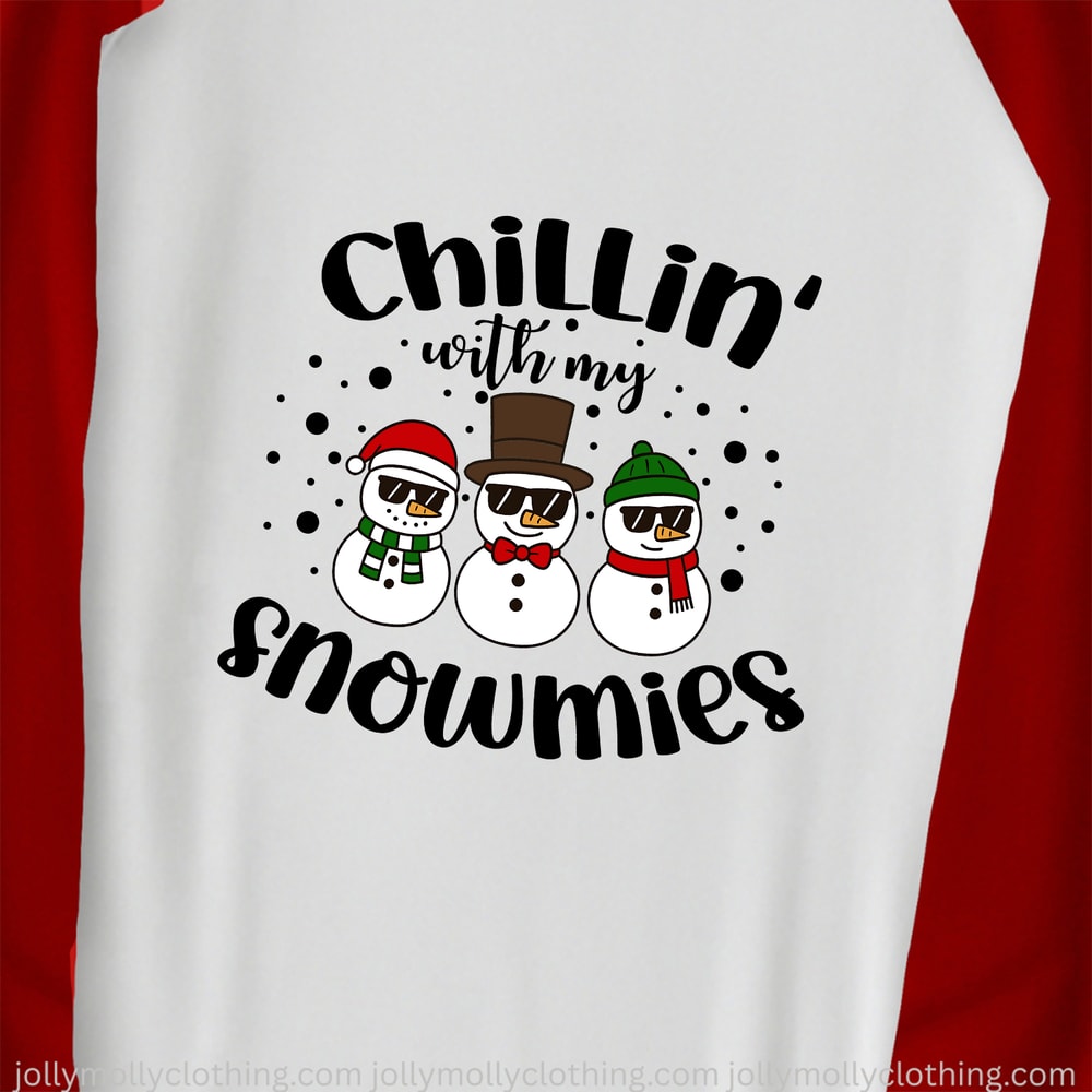 White Red Chillin With Snowmies Christmas Family PJs Set