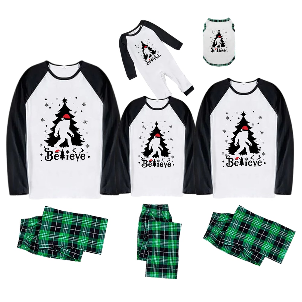 Believe Bigfoot Family Matching Christmas Pajamas 
