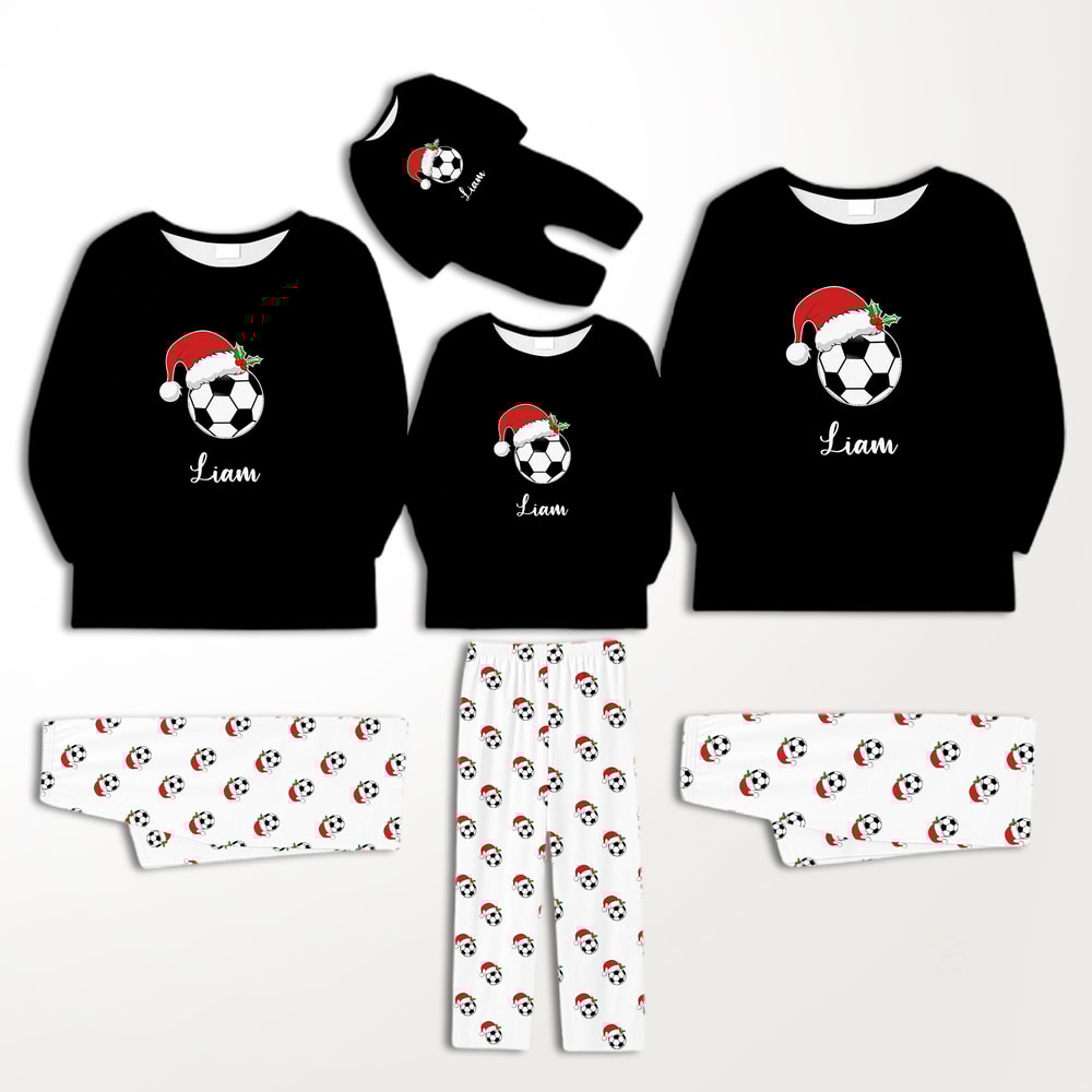 Personalized Christmas Soccer Ball Family Matching Pajamas