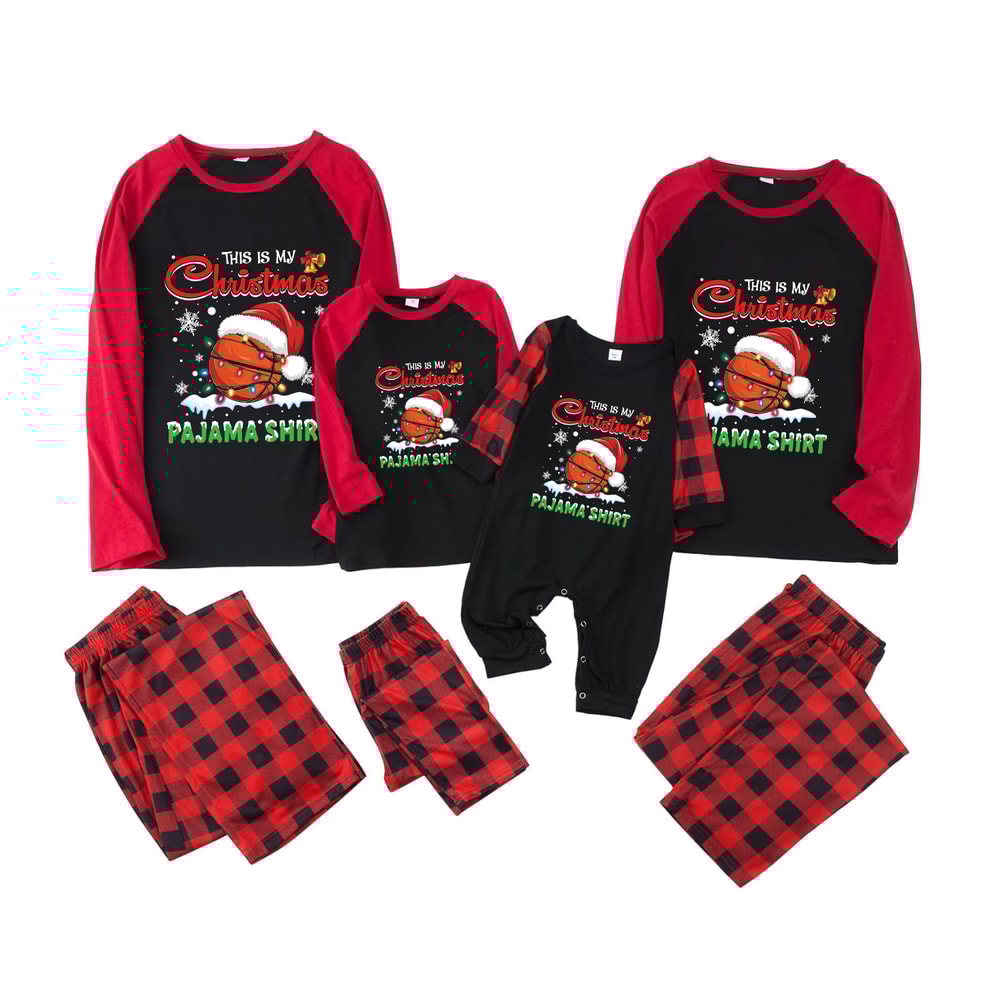 This Is My Christmas Basketball Pajama Shirt Matching Family PJs Set