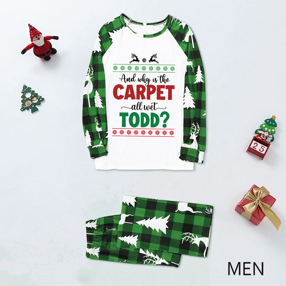Christmas Vacation Family Matching Pajamas Green Plaid Reindeer Set