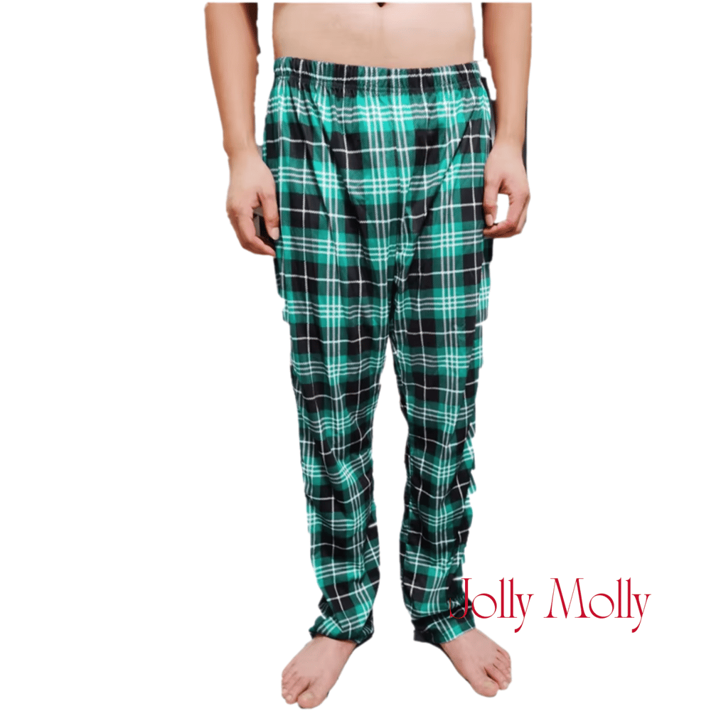 Green Black Plaid Pajama Pants with Pockets Men Women Sleepwear Bottoms