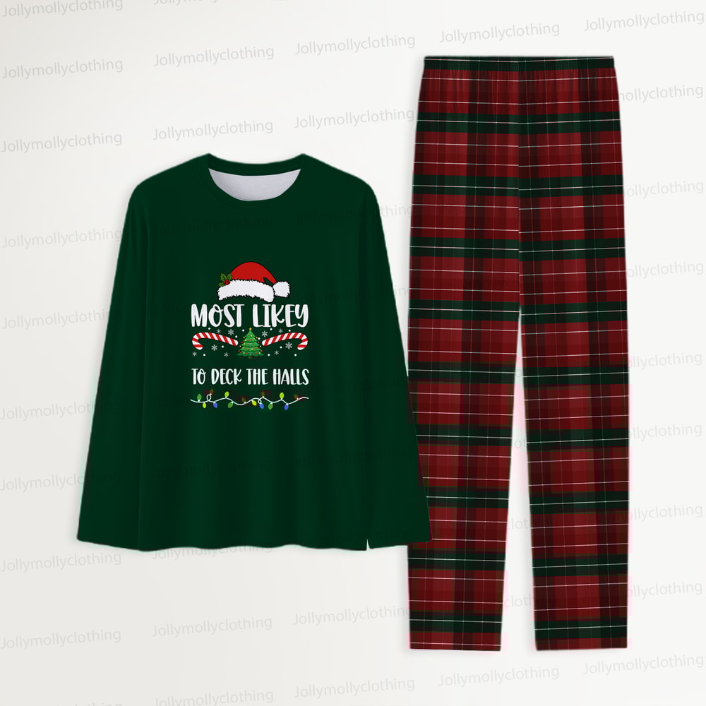 Personalized Christmas Most Likely to Funny Quotes Matching Pajamas 